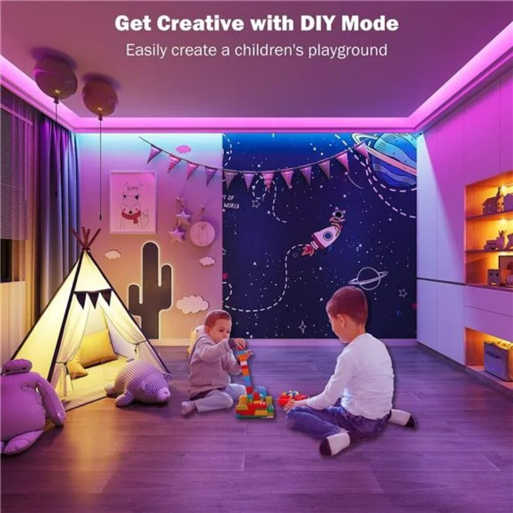 100ft LED Strip Lights Color Changing Music Sync Bluetooth Lights with Remote